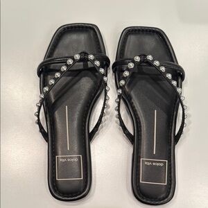 Dolce Vita Black Lucca Pearl Embellished Women's Sandals- size 6 1/2